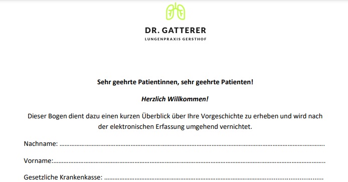 Anamnesebogen - Dr. Christian Gatterer